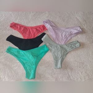 Cotton Underwear Small Womens Thong Bikini Style 5 Pack NEW